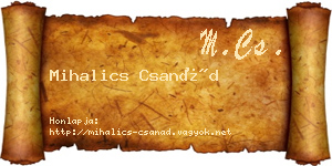 Mihalics Csanád névjegykártya