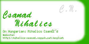 csanad mihalics business card